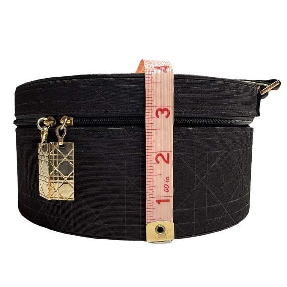 DIOR | Parfums VTG Black Round Travel Makeup Vanity Jewelry Box Case Vacation - Picture 14 of 16